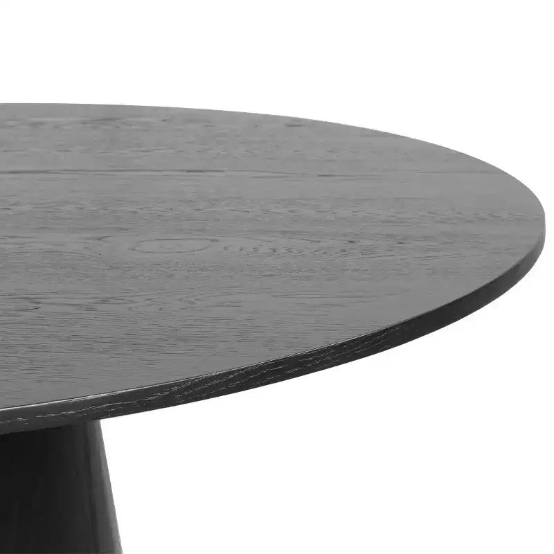 Ensemble table à manger ronde moderne pour 6, Table à manger piédestal noire, Chaises pivotantes roulantes en chenille avec roulettes - Panipeachy