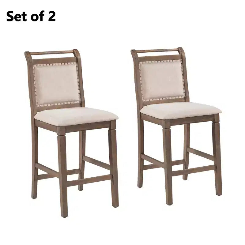 Ensemble table à manger pliante 3 pièces en bois avec 2 chaises de salle à manger rembourrées hauteur comptoir pour petits espaces