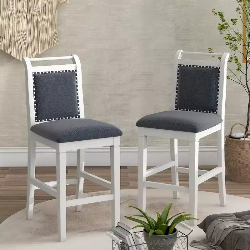 Ensemble table à manger pliante 3 pièces en bois avec 2 chaises de salle à manger rembourrées hauteur comptoir pour petits espaces