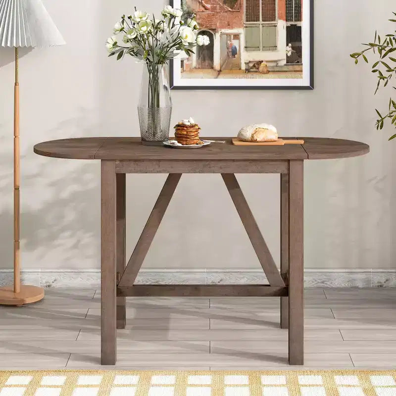 Ensemble table à manger pliante 3 pièces en bois avec 2 chaises de salle à manger rembourrées hauteur comptoir pour petits espaces