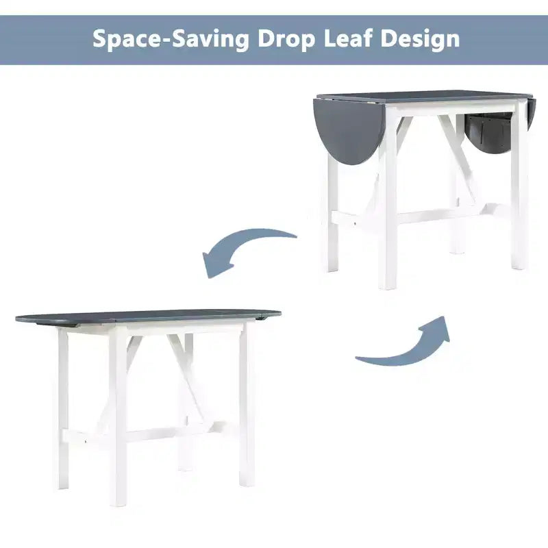Ensemble table à manger pliante 3 pièces en bois avec 2 chaises de salle à manger rembourrées hauteur comptoir pour petits espaces