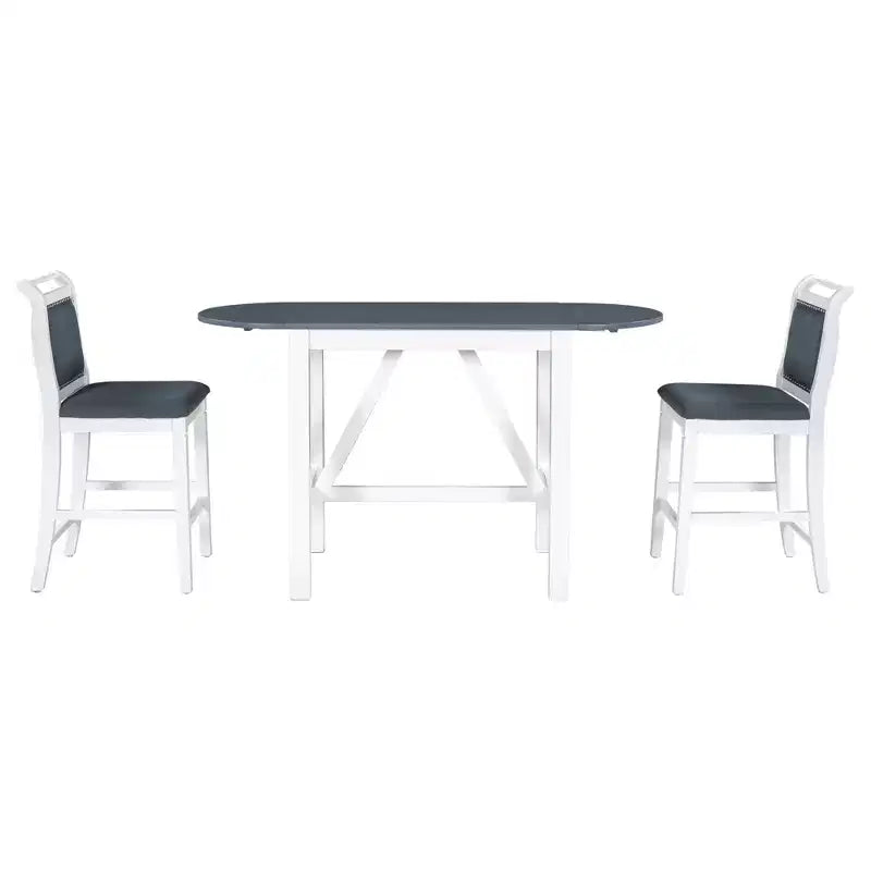 Ensemble table à manger pliante 3 pièces en bois avec 2 chaises de salle à manger rembourrées hauteur comptoir pour petits espaces