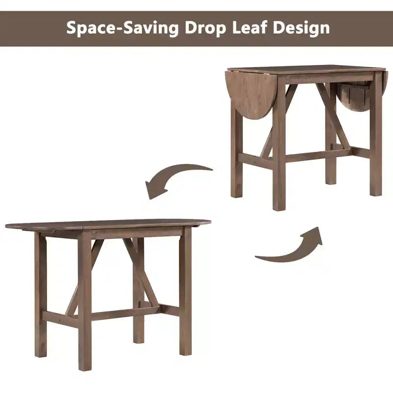 Ensemble table à manger pliante 3 pièces en bois avec 2 chaises de salle à manger rembourrées hauteur comptoir pour petits espaces