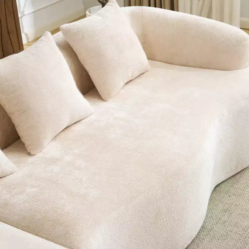 Canapé d'angle en chenille haute densité Clihome avec méridienne incurvée