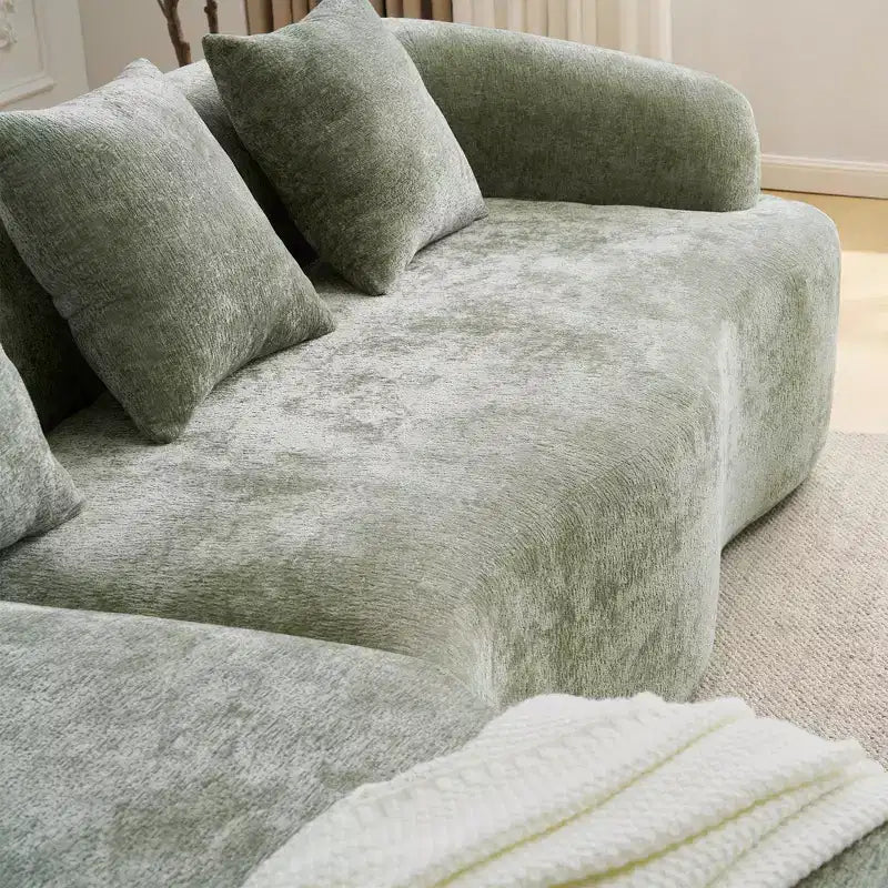 Canapé d'angle en chenille haute densité Clihome avec méridienne incurvée