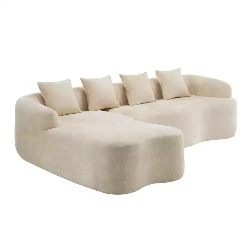 Clihome High-Density Chenille L-Shape Sectional Sofa, Full Compression Couch with Curved Chaise