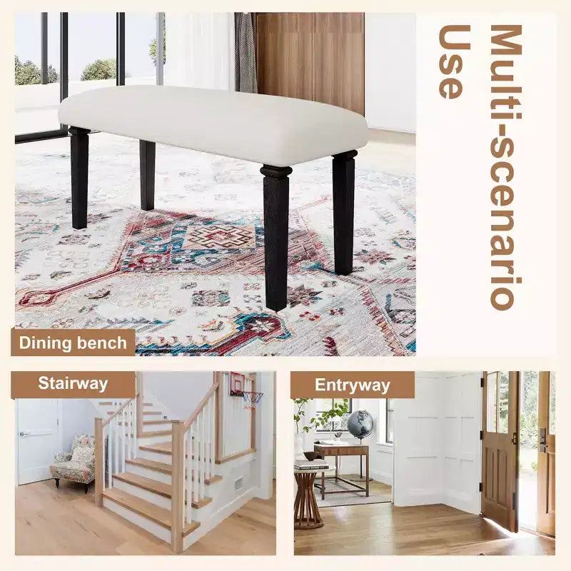Ensemble de salle à manger rétro GDFStudio Griffin 6 pièces avec table rectangulaire en bois, 4 chaises et un banc