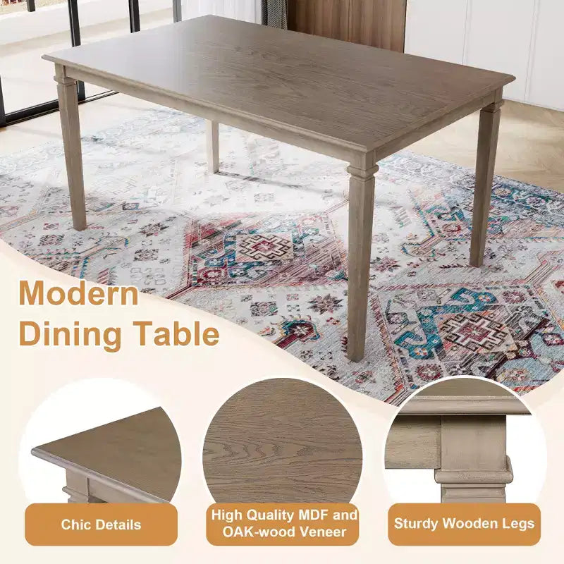 Ensemble de salle à manger rétro GDFStudio Griffin 6 pièces avec table rectangulaire en bois, 4 chaises et un banc