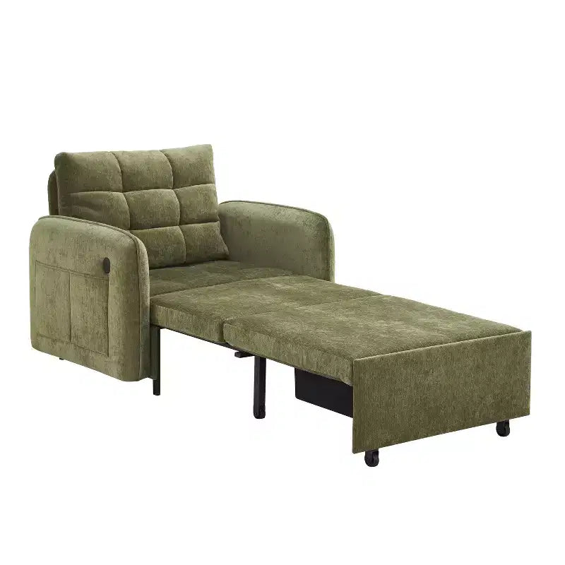 Polibi Fauteuil Lit Convertible 3 en 1 avec Chargement USB et Rangement Caché