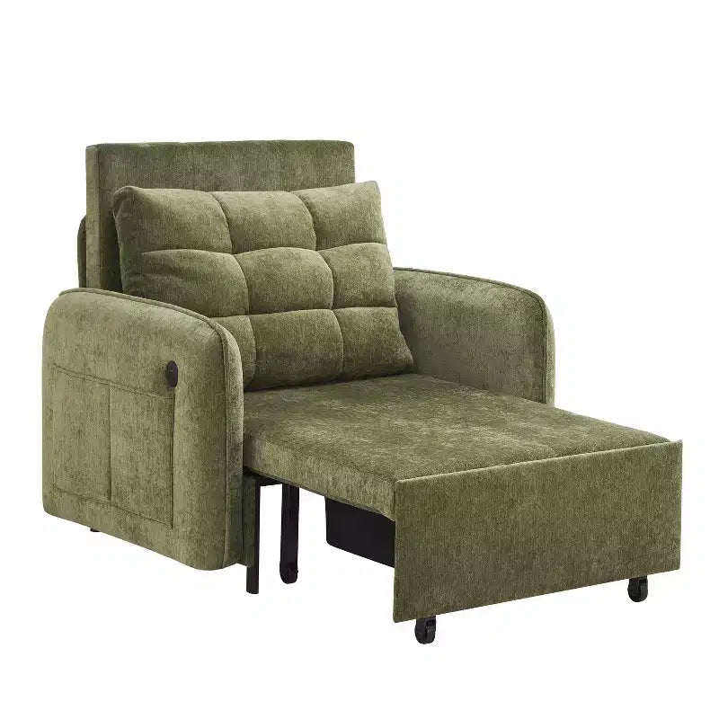 Polibi Fauteuil Lit Convertible 3 en 1 avec Chargement USB et Rangement Caché