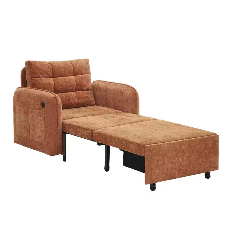 Polibi Fauteuil Lit Convertible 3 en 1 avec Chargement USB et Rangement Caché