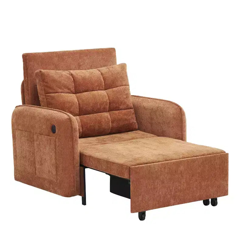 Polibi Fauteuil Lit Convertible 3 en 1 avec Chargement USB et Rangement Caché