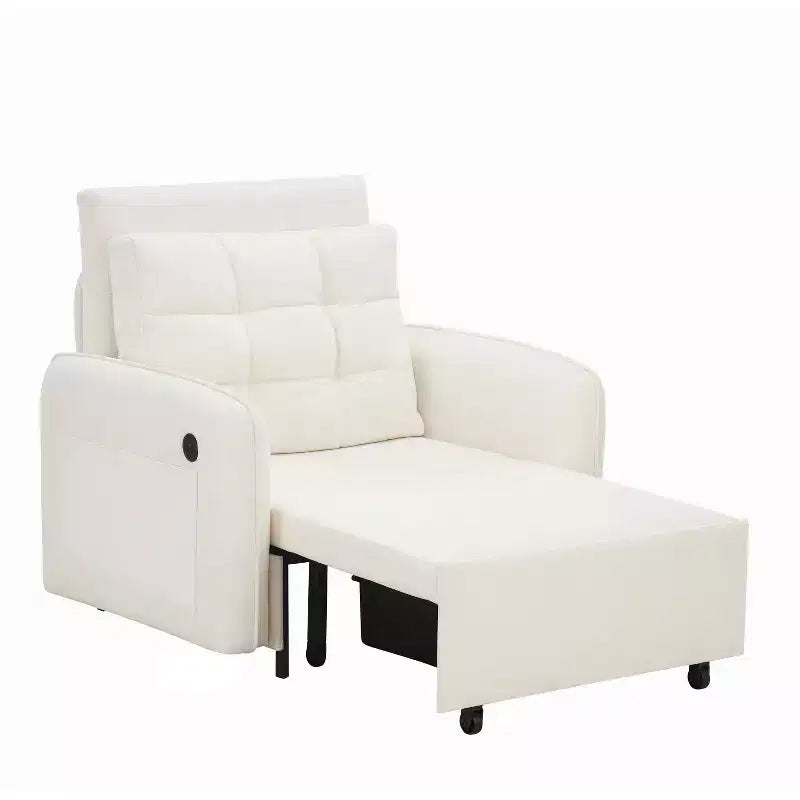 Polibi Fauteuil Lit Convertible 3 en 1 avec Chargement USB et Rangement Caché