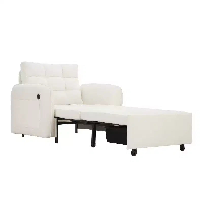 Polibi Fauteuil Lit Convertible 3 en 1 avec Chargement USB et Rangement Caché