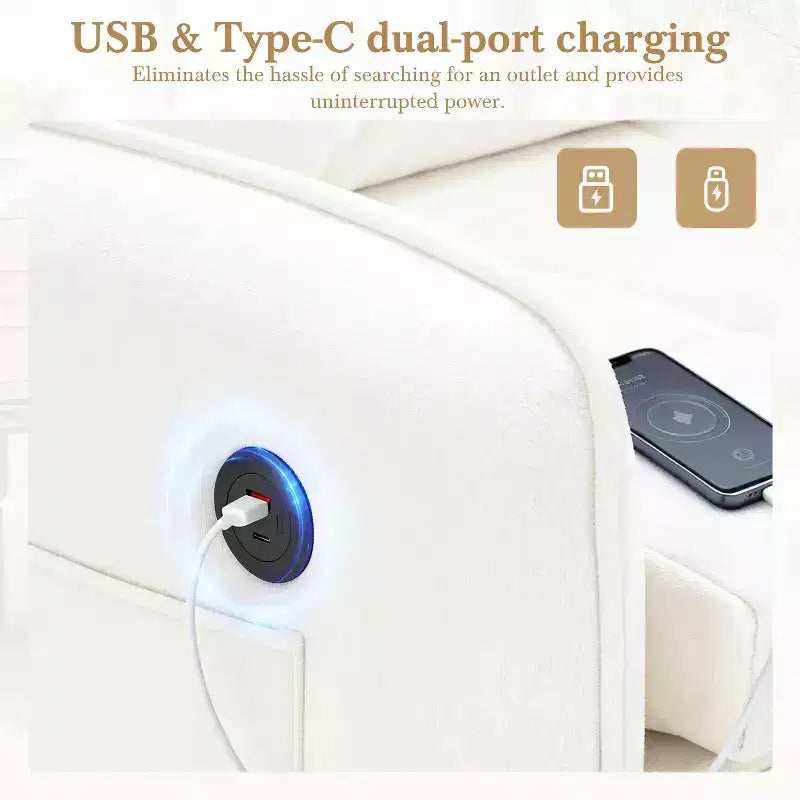 Polibi Fauteuil Lit Convertible 3 en 1 avec Chargement USB et Rangement Caché