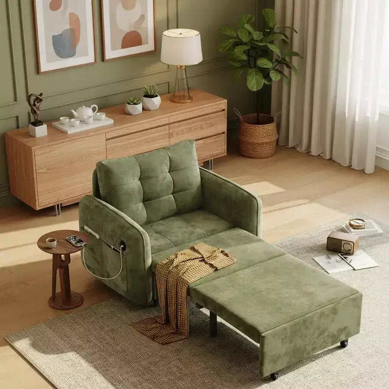 Polibi Fauteuil Lit Convertible 3 en 1 avec Chargement USB et Rangement Caché