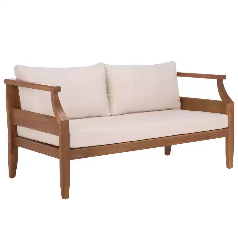 Ensemble de patio Alta banc et table - Intérieur/extérieur - PAT6812 - Marron teck/Crème - Safavieh
