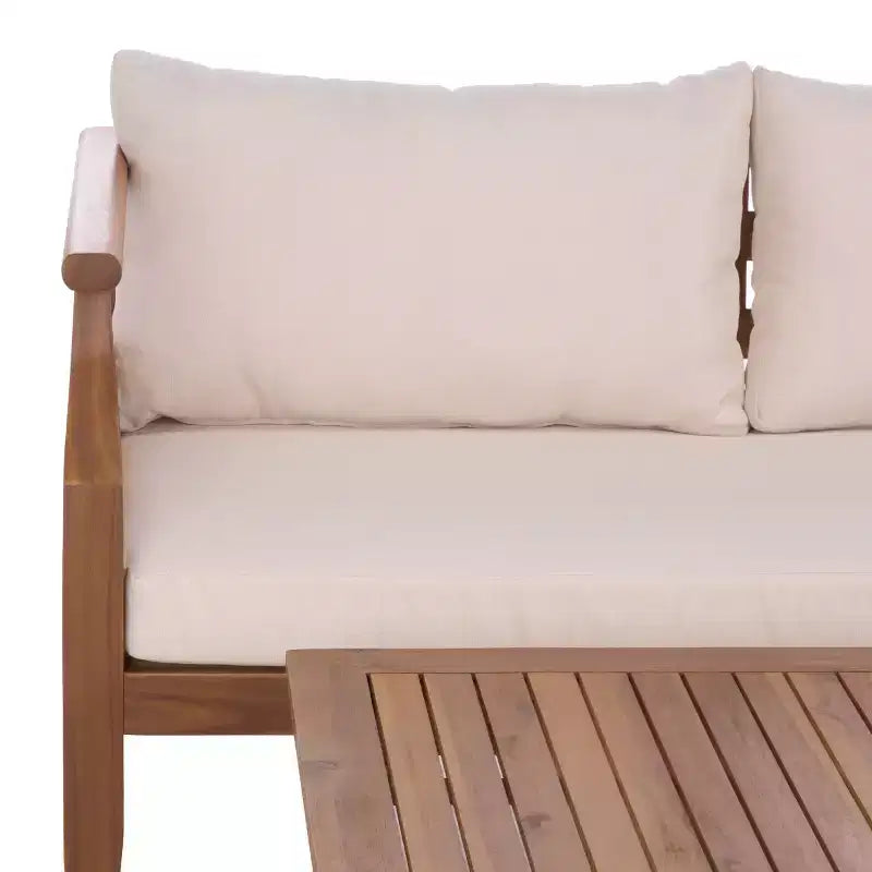 Ensemble de patio Alta banc et table - Intérieur/extérieur - PAT6812 - Marron teck/Crème - Safavieh