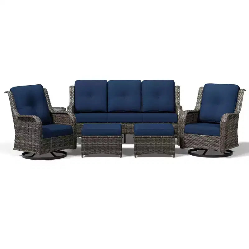 Ensemble de canapés d'extérieur UPTIOT Premium avec fauteuils pivotants et poufs multifonctionnels