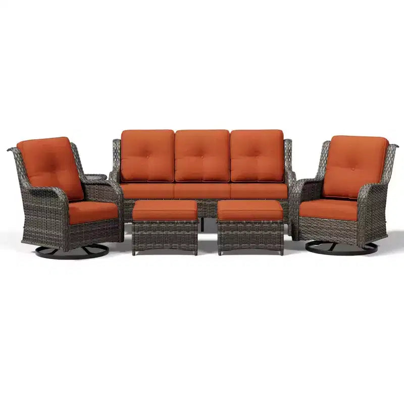 Ensemble de canapés d'extérieur UPTIOT Premium avec fauteuils pivotants et poufs multifonctionnels