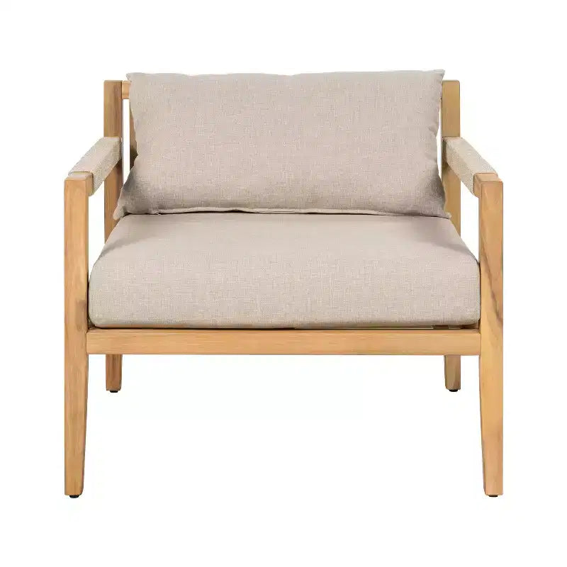 Christopher Knight Home Liliane Ensemble 3 Pièces de Chaises d'Extérieur en Bois d'Acacia et Corde avec Table d'Appoint en Carreaux de Céramique