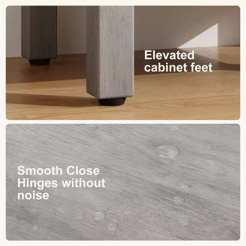 Meuble-lavabo de salle de bain autoportant de 40,6 cm - Armoire de rangement simple avec porte à fermeture douce et vasque intégrale pour petits espaces