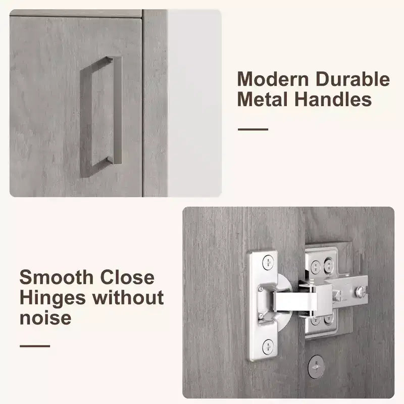Meuble-lavabo de salle de bain autoportant de 40,6 cm - Armoire de rangement simple avec porte à fermeture douce et vasque intégrale pour petits espaces