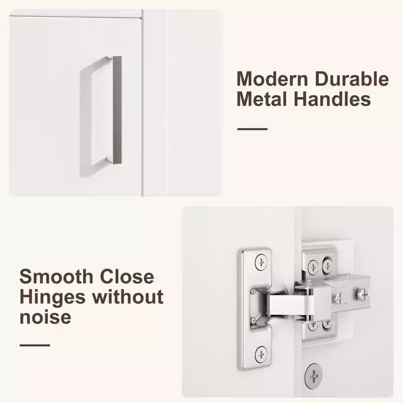 Meuble-lavabo de salle de bain autoportant de 40,6 cm - Armoire de rangement simple avec porte à fermeture douce et vasque intégrale pour petits espaces