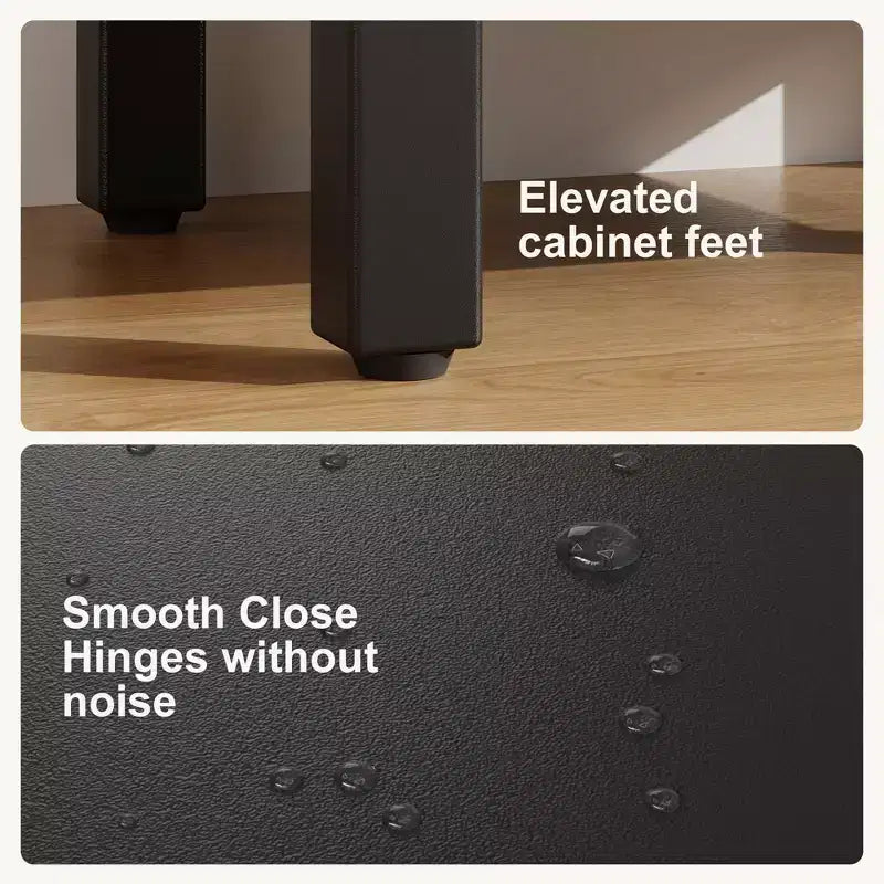 Meuble-lavabo de salle de bain autoportant de 40,6 cm - Armoire de rangement simple avec porte à fermeture douce et vasque intégrale pour petits espaces