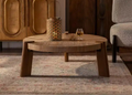 JVNOXK 36.61 Inch Round Herringbone Coffee Table, Rustic Style with Tapered Legs and Natural Distressed Wood Finish, Ideal for Living Room