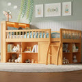 Polibi Modern Loft Bed with Soft LED Headboard Lighting & Ample Storage