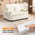 Canapé-lit convertible inclinable en cuir rembourré anti-griffes pour petits espaces avec coussins