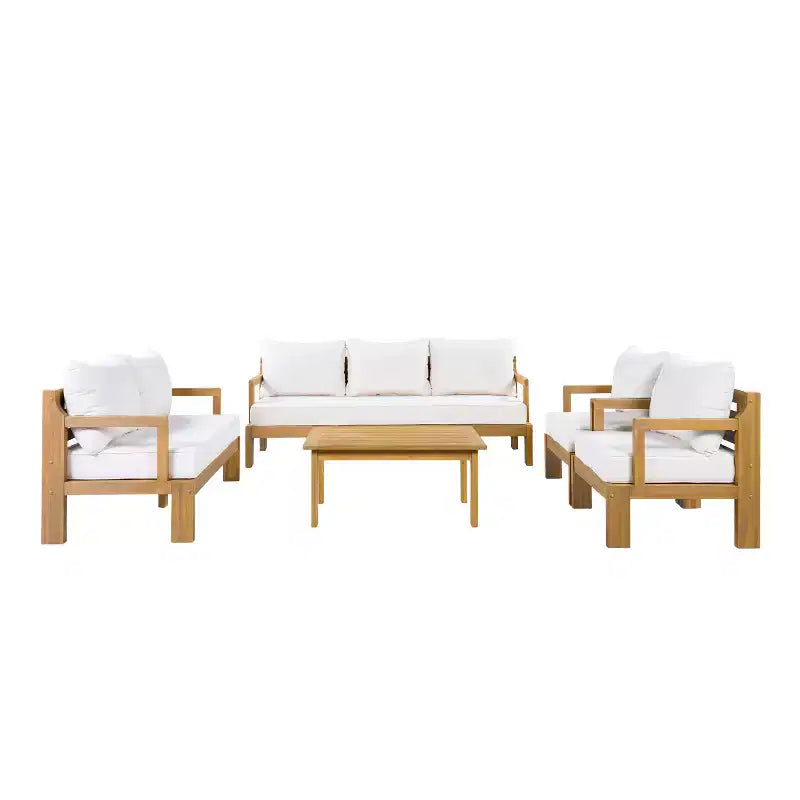 Christopher Knight Home Letizia Ensemble de 5 pièces de salon de jardin moderne en bois d'acacia avec table basse