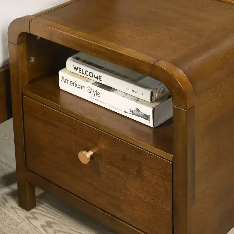 Ensemble de chambre à coucher en bois Eldren de Roundhill Furniture, lit plateforme avec commode, miroir, deux tables de chevet, chiffonnier au fini noyer
