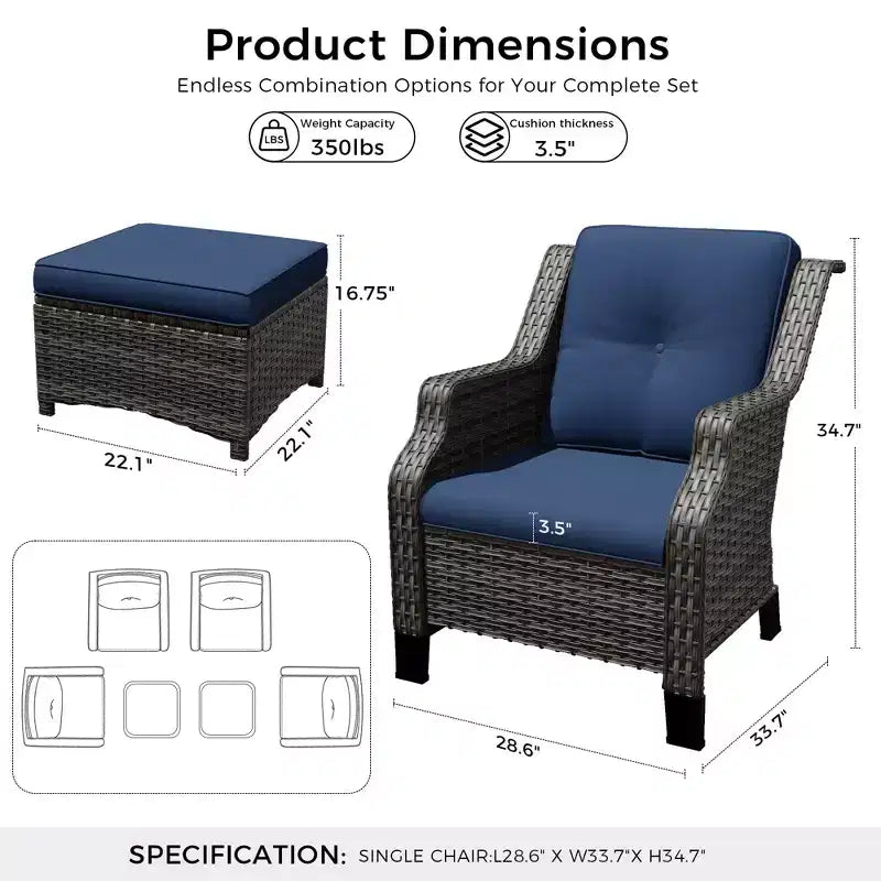 Ensemble modulaire 4 chaises et 2 poufs UPTIOT