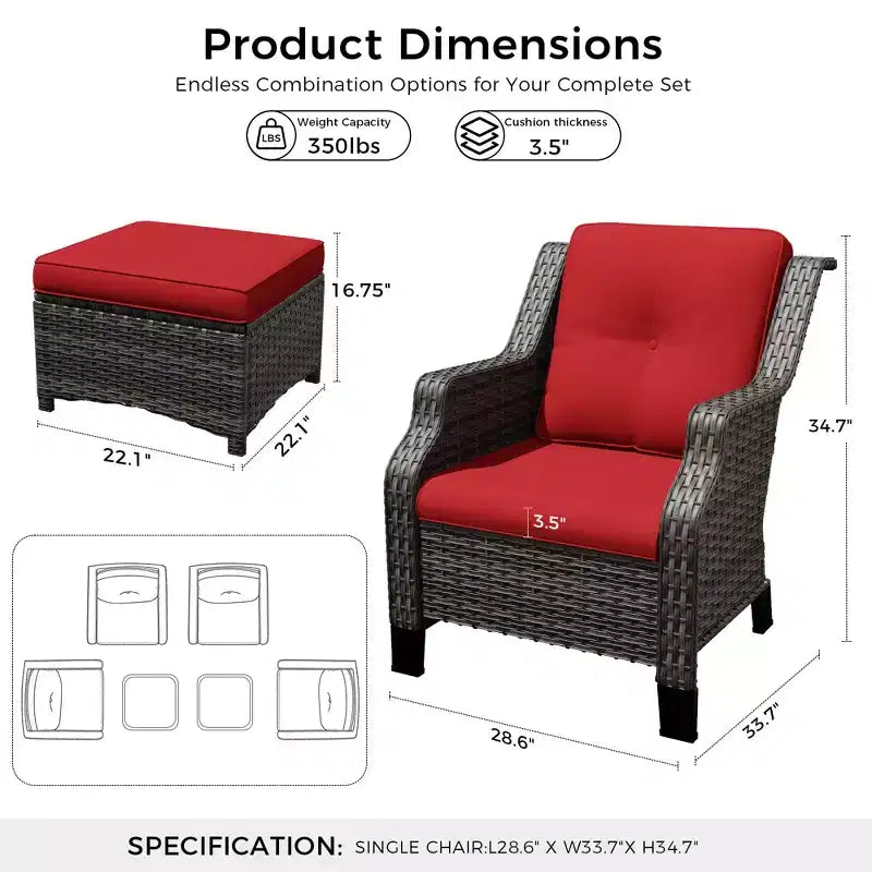 Ensemble modulaire 4 chaises et 2 poufs UPTIOT