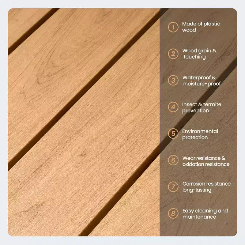 Crestlive Products Ensemble repas de jardin 11 pièces pour grandes tablées, structure en aluminium, chaises empilables, table aspect bois, trou pour parasol