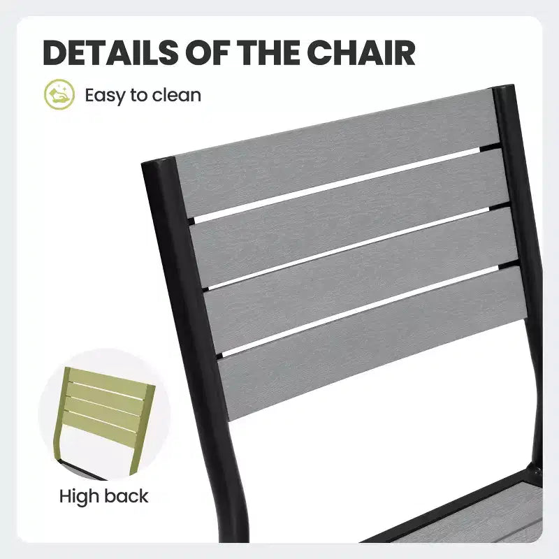 Crestlive Products Ensemble repas de jardin 11 pièces pour grandes tablées, structure en aluminium, chaises empilables, table aspect bois, trou pour parasol