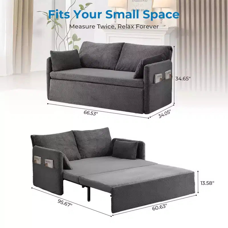 Canapé-lit convertible Mjkone avec dossier réglable, tissu polaire bouclette, gris