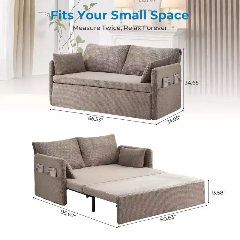 Canapé-lit convertible Mjkone avec dossier réglable, tissu polaire bouclette, gris