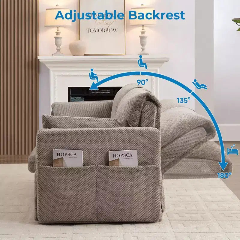 Canapé-lit convertible Mjkone avec dossier réglable, tissu polaire bouclette, gris