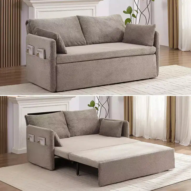 Mjkone Convertible Sofa Bed with Adjustable Backrest, Bubble Fleece, Grey