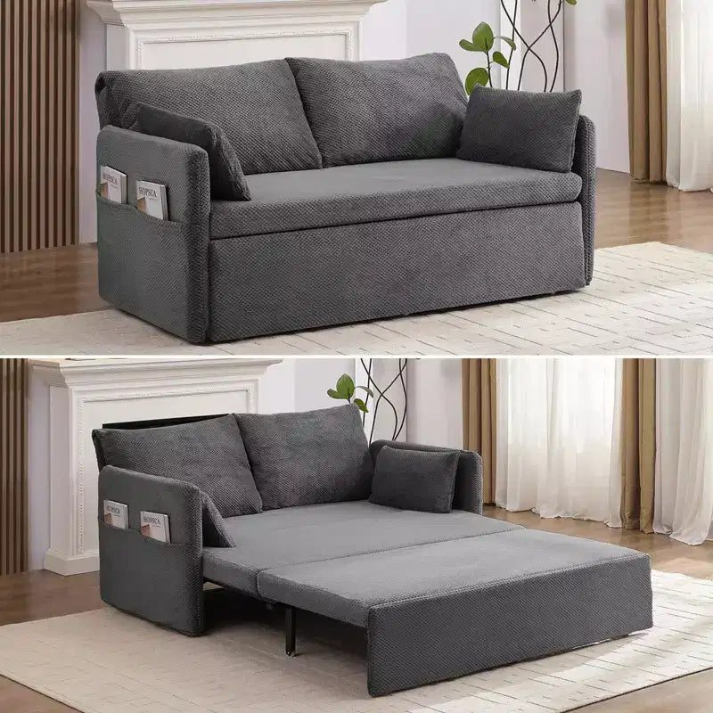 Canapé-lit convertible Mjkone avec dossier réglable, tissu polaire bouclette, gris