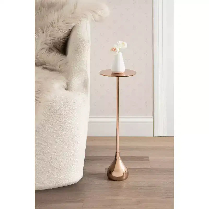 Table d'appoint en métal, or rose, 7x7x20