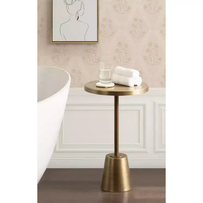 Table d'appoint ronde en métal, or, 14x14x24