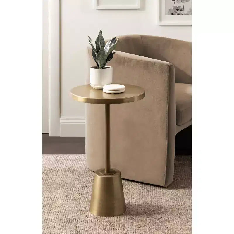 Table d'appoint ronde en métal, or, 14x14x24