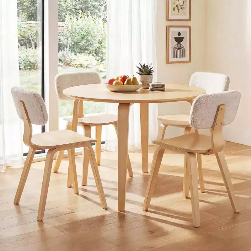 Costway Ensemble table à manger 3 pièces/5 pièces avec 2/4 chaises rembourrées, table de dînette ronde beige et naturel/gris et noyer