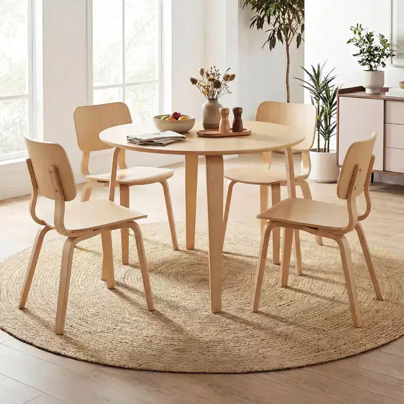 Costway Ensemble table à manger 3 pièces/5 pièces avec 2/4 chaises rembourrées, table de dînette ronde beige et naturel/gris et noyer
