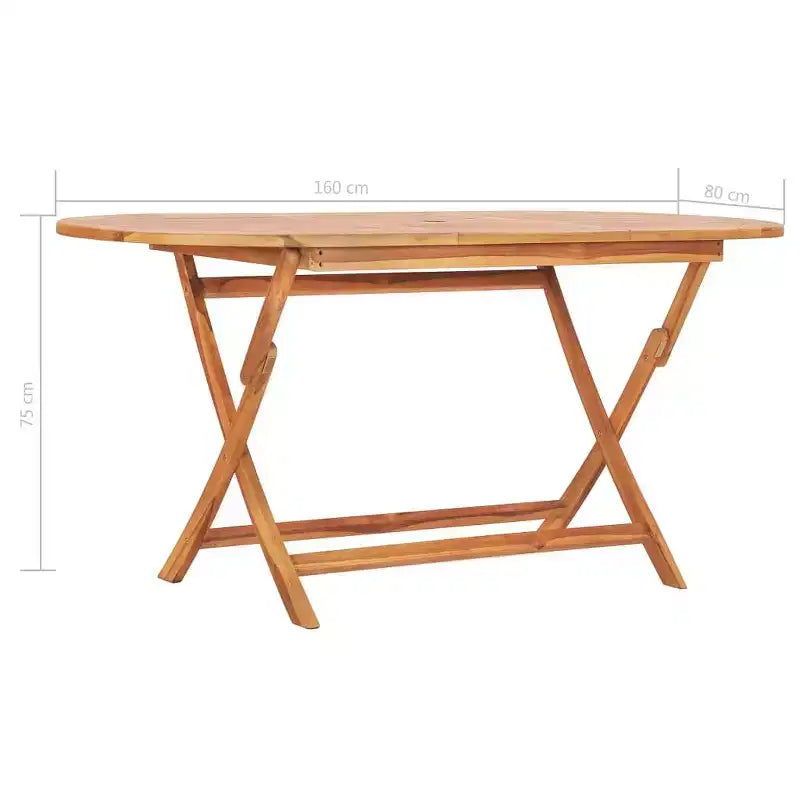 vidaXL Table et chaise de jardin en teck naturel
