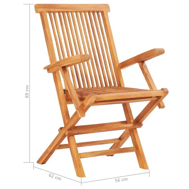 vidaXL Table et chaise de jardin en teck naturel
